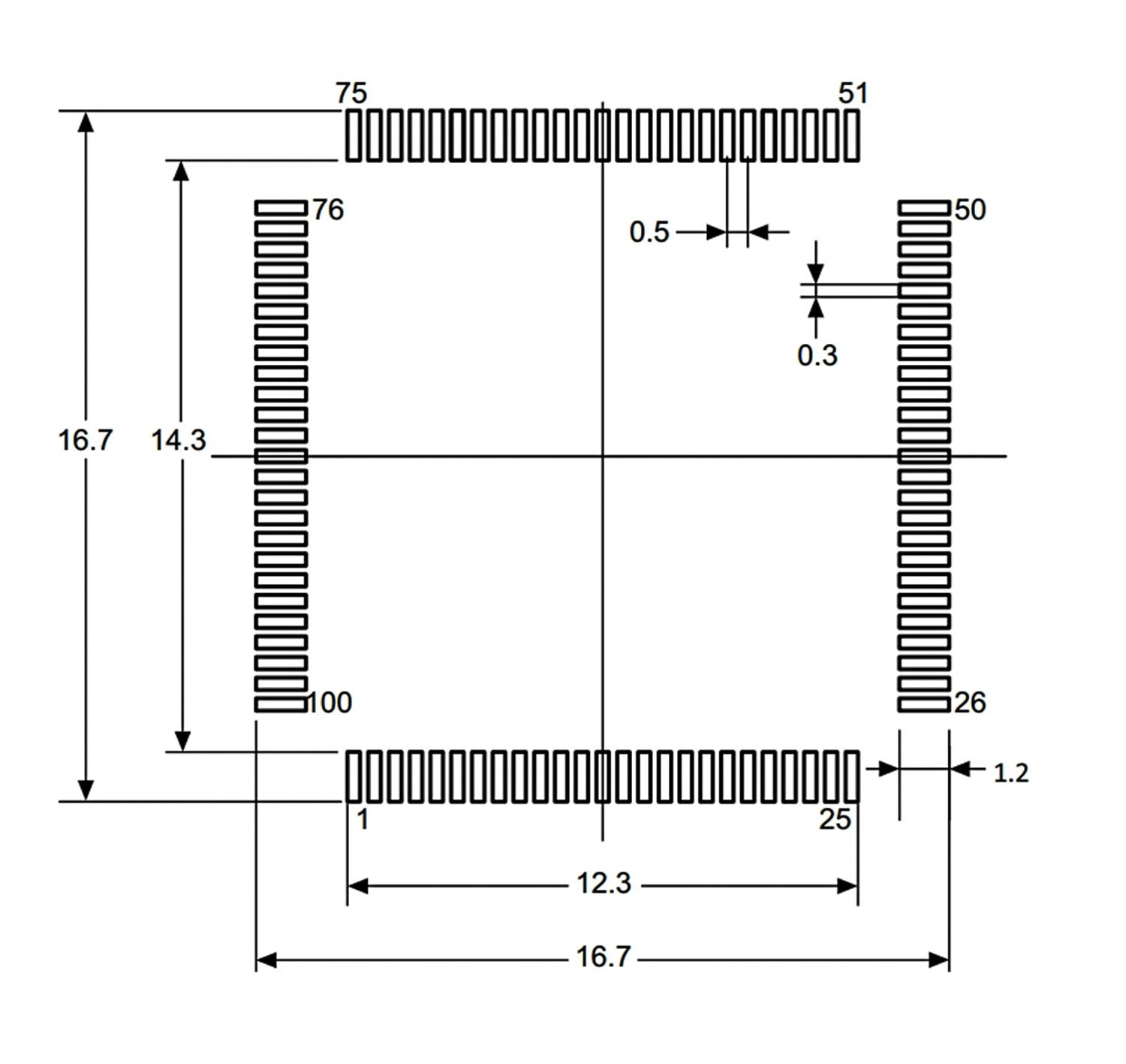 STM32H750VBT6 Footprint